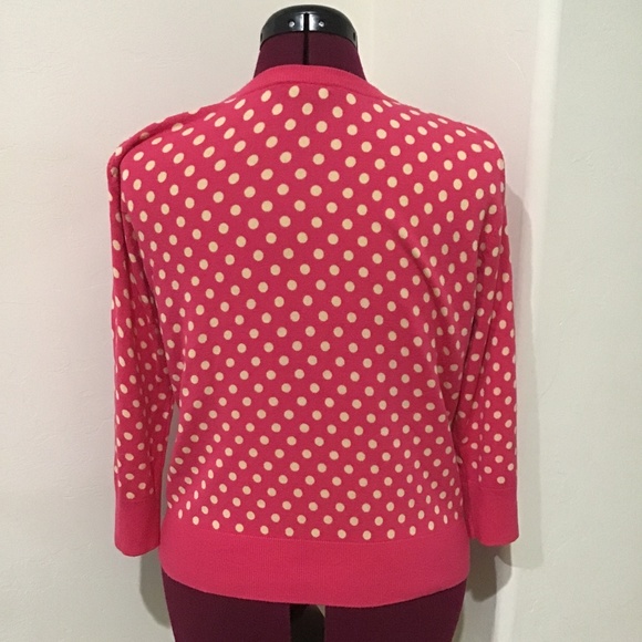 Spense Knits- Pink and Cream Polka Dot Sweater - Picture 4 of 12